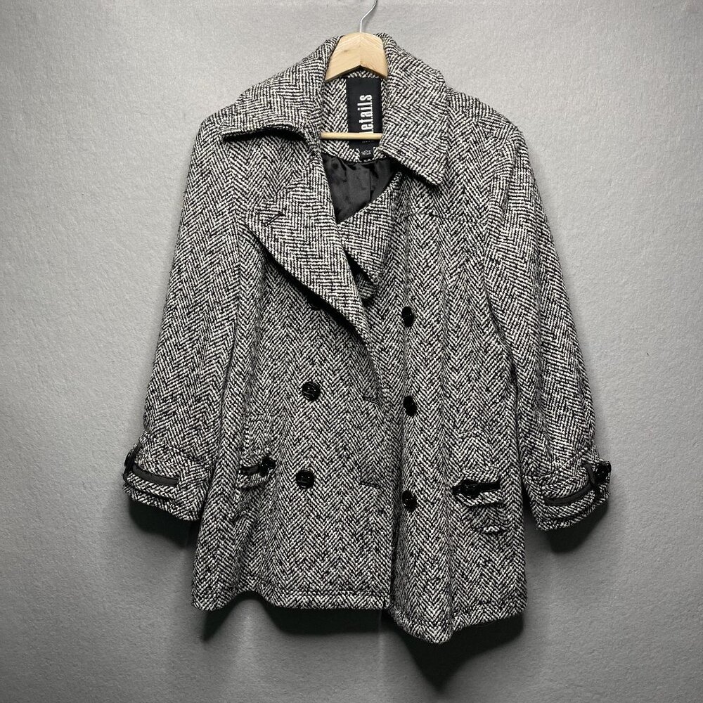 Stylish Herringbone Wool Blend Peacoat Jacket By Details Intl Winter Outerwear